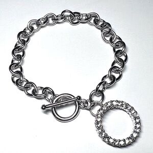 Silver Charm Bracelet with Bling